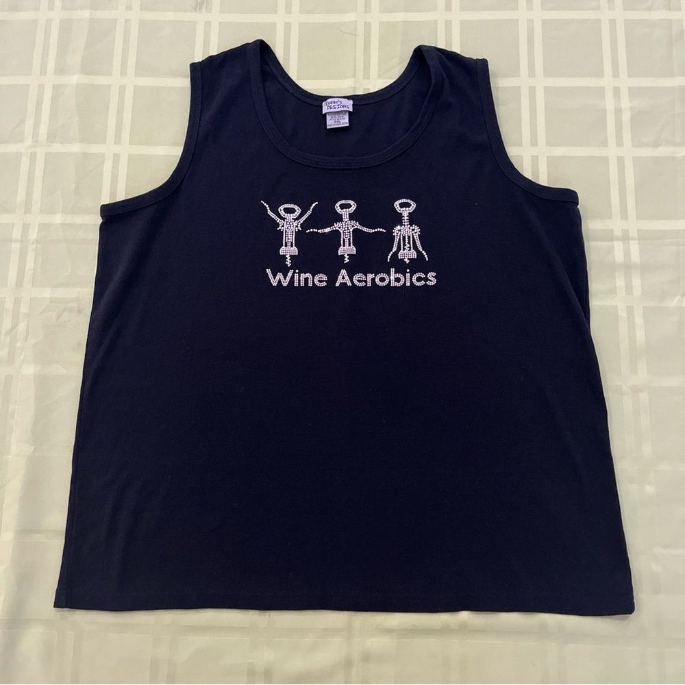 Isaac’s Designs  Women’s black t-shirt Wine Aerobics Size‎ 2XL